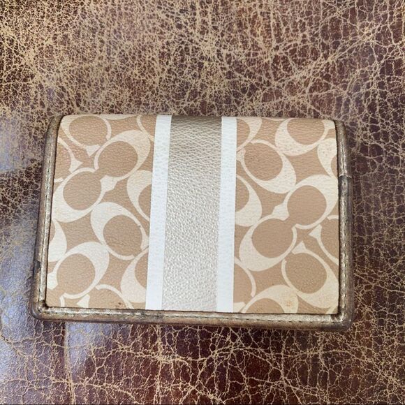 Coach Handbags - Coach ivory, tan gold signature card holder
